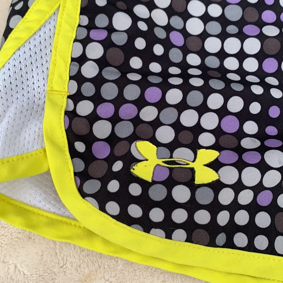 Under Armour YLG Loose Heat Gear Shorts Polkadot & Bright Yellow EUC - Picture 2 of 8